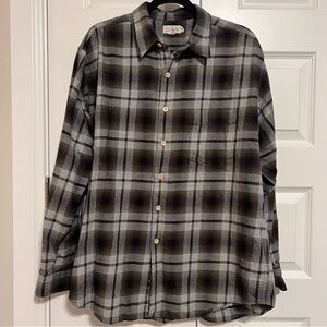 J. Crew Black and Gray Plaid Flannel Shirt